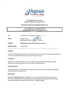 VWL 17-05 Application for Statewide Rapid Response Funds